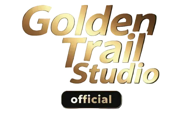 Logo of Golden Trail Studio on a green background